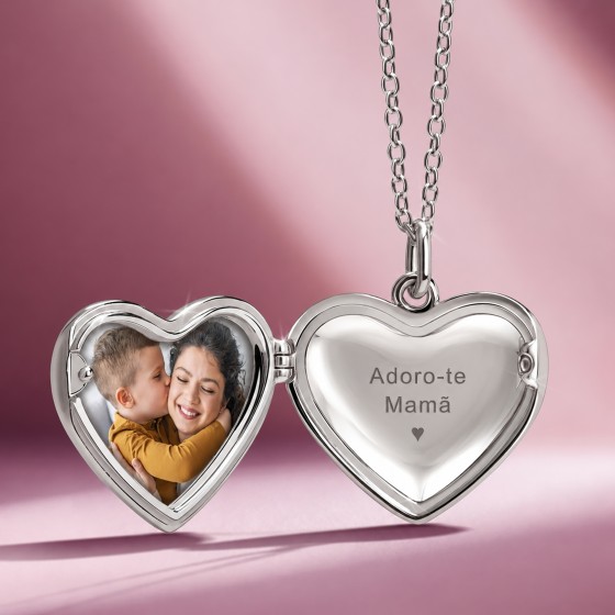 Colar Locket Secrets Cora��o Prateado