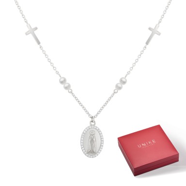 Hope Our Lady of Fátima Medal with Pearls Necklace Hope Our Lady of Fátima Medal with Pearls Necklace
